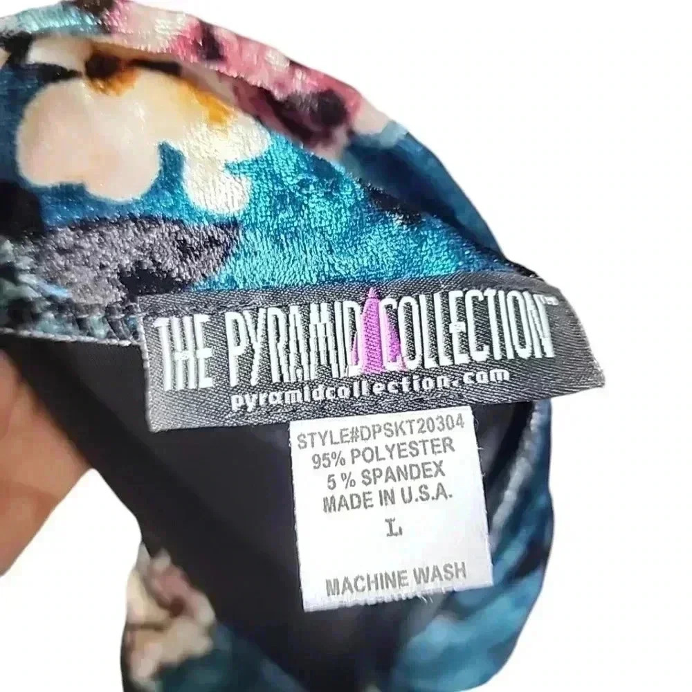 The Pyramid Floral Crushed Velvet Midi Skirt. Size Large. Nwt - Picture 2 of 4